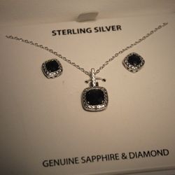 Sterling Diamond Necklace & Earrings