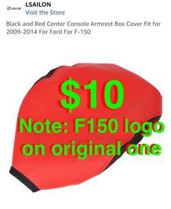 Black and Red Center Console Armrest Box W/ F150 Logo on Cover Fit for 2009-2014 For Ford For F-150