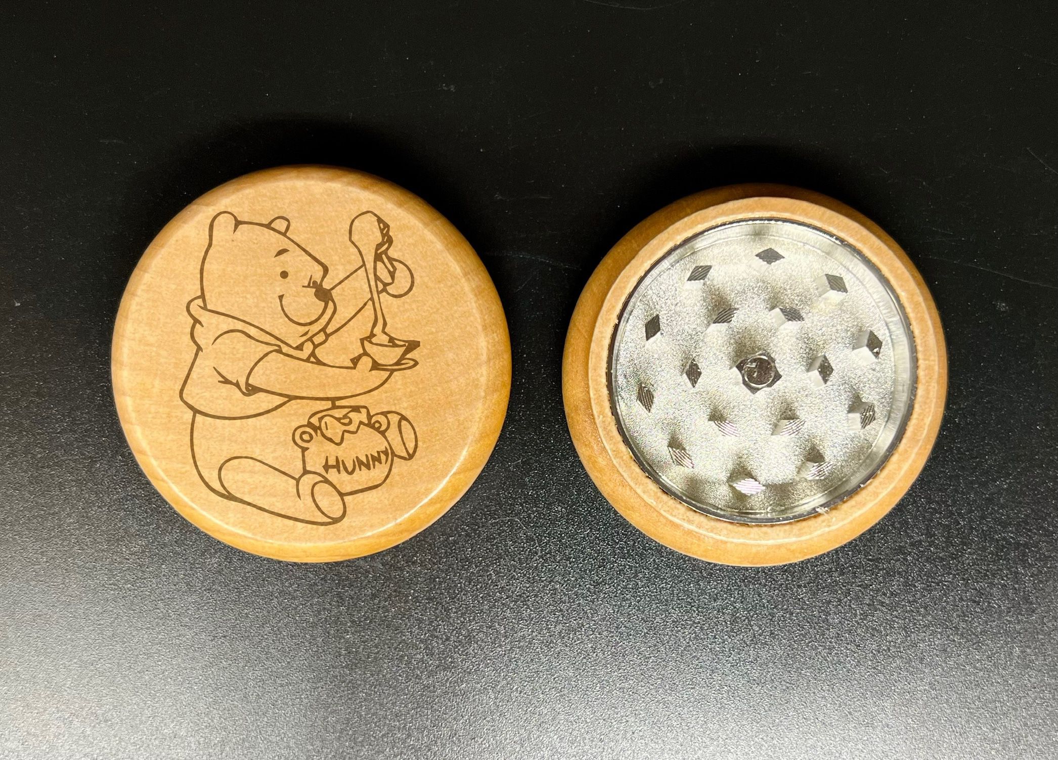 Pooh bear laser engraved wood kitchen herb cutter pop gift
