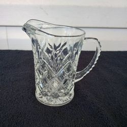 1960s Pineapple Pattern Creamer by Anchor Hocking Early American Prescut With Ribbed Handle