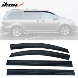 Fits 2011-2020 Toyota Sienna Window Visors Tape-on Vent Rain Guard Polycarbonate 4PC