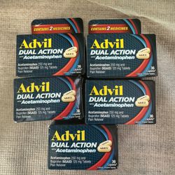 x5 Advil DUAL ACTION Tablets 36CT each ibuprofen /Acetaminophen