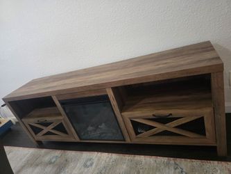 Rustic Farmhouse TV Stand with Electric Fireplace