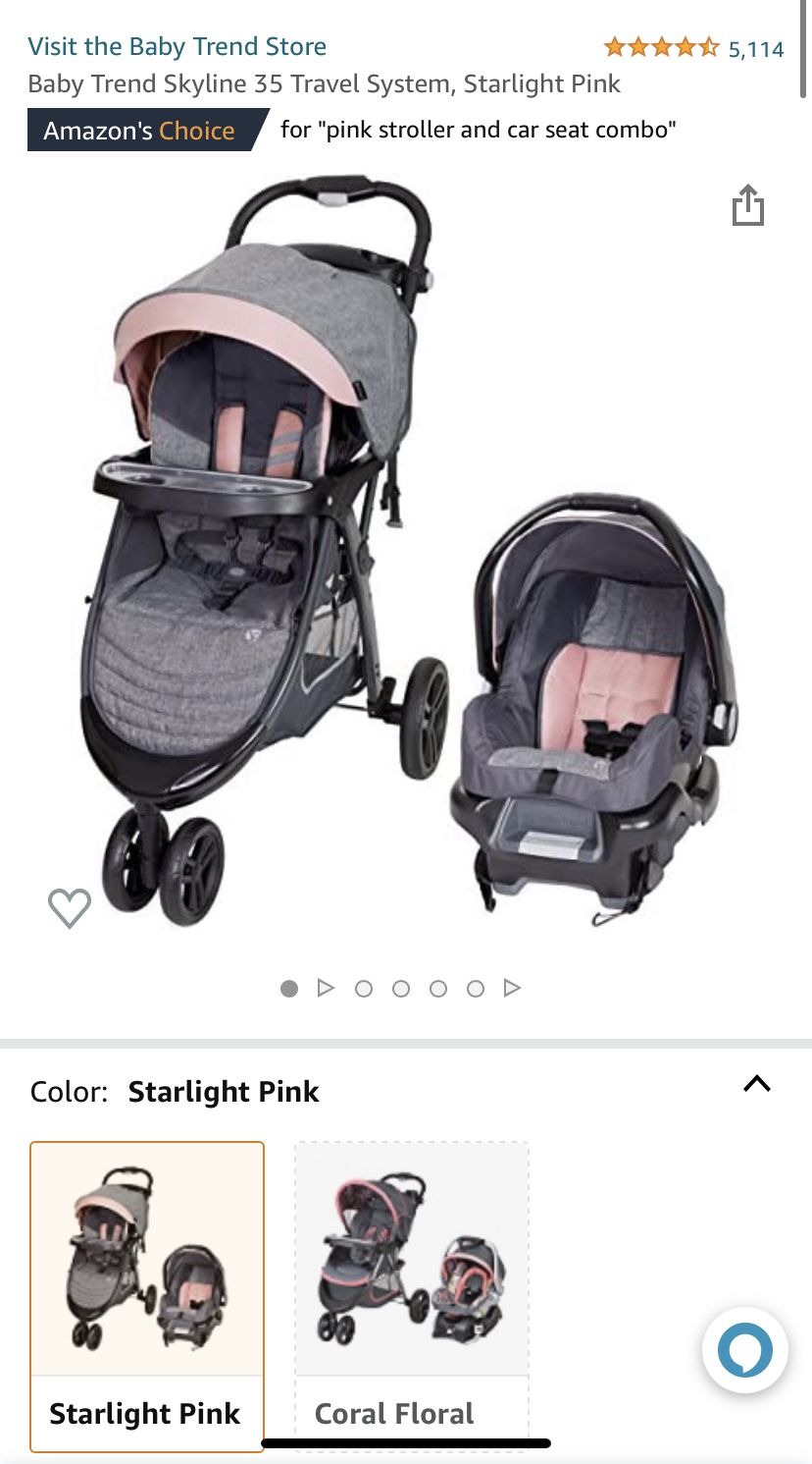 Baby trend skyline 35 sales travel system starlight pink