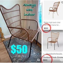 $50 Beautiful high back indoor/outdoor Chair in great condition Steel  frame