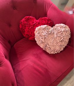 Heart-Shaped Rose Throw Pillows Set of 2