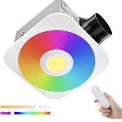 Bathroom Exhaust Fan with Light, 36W Quiet Vent Fan - 160 CFM & 1.0 Sone, 1500lm LED Light (3000K/4000K/5000K) - 5 Brightness Adjustable, 7 RGB Modes 