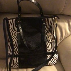 Iman Authentic Zebra Print Genuine Leather Bag