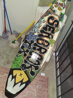 Surf board sign.