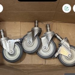 Swivel Casters /set Of 4 -2 With Locks  4 7/8 Wheel Size 