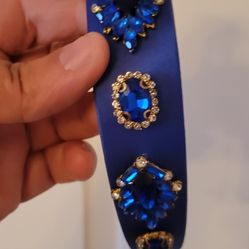 Brand new womens bling vintage rhinestones satin wide edge headband 