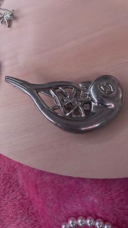 Miriam Haskell silver bird brooch