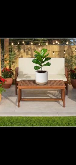 Patio Table and Loveseat Set with Beige Cushion!
