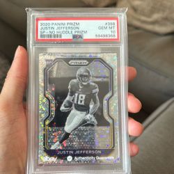 2020 Panini Prizm Justin Jefferson SP No Huddle Rookie PSA 10