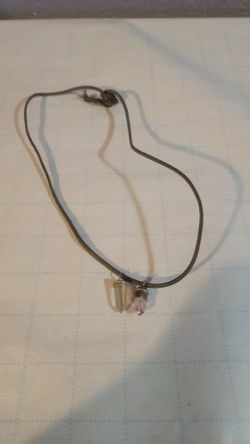Leather Cord Necklace Featuring Two Crystal Point Pendants, Appears Handcrafted