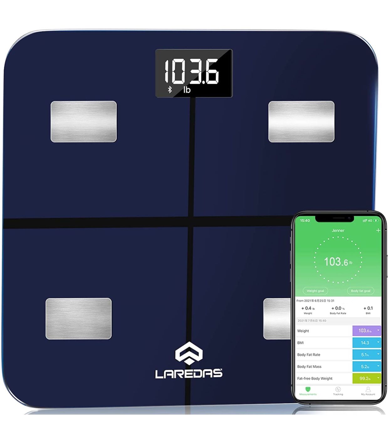 Scale for Body Weight, 17 Data Body Composition Bathroom Smart Scale 0.1 kg/0.2 lb, Track Body Fat/Muscle Mass/BMI/Heart Rate/Wate