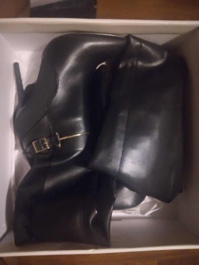 Faux Leather Knee High Boot