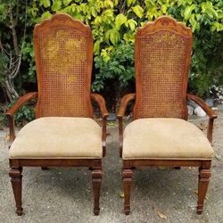 BERNHARDT Antique SET of Cane Back Dining Arm Chair Captains

