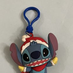 Disney Holiday Santa Stitch (lilo And stitch) Keychain Zipper Pull Key ring 