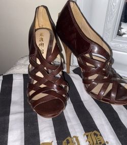 LAMB Brown Leather Heel 7.5