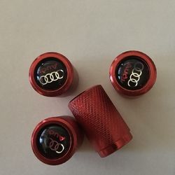 4pcs Audi Tire Valve Caps (RED)