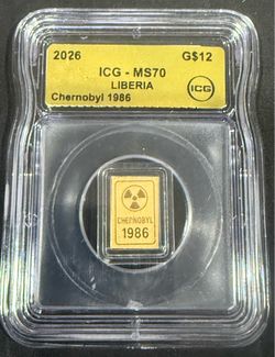 24k Gold Chernobyl Liberia ICG MS70 1/1000 oz