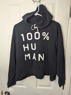 Everlane Womens 100% Human Black Pullover Hoodie Cropped Sweatshirt Size Large