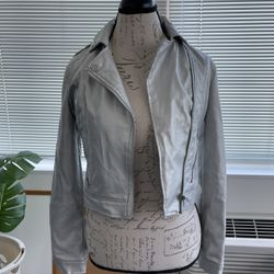 New Look Silver Faux Leather Jacket sz S