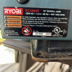 Ryobi Corded SC165VS Variable Speed 16 Inch Scroll Saw 