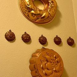 Vintage Copper Molds, Salt & Pepper, Storage, Decor