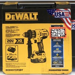 Dewalt 20V Max XR Brushless 1/2” Hammer Drill W/ Tool Connect , 2  5.0 Batteries & Charger New 