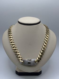 Gold Cuban Link Chain with Diamond Clasp