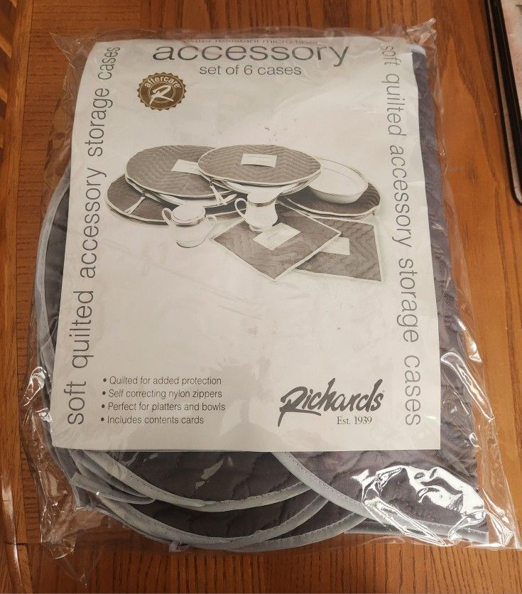 Richards China Accessory Storage Soft Quilted Zipper 6 Piece Set Gray New