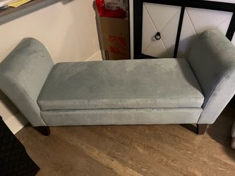 Blue Microfiber Storage Bench