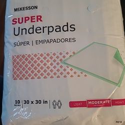 McKesson Underpad Super 30"X 30 Disposable Fluff / Polymer Moderate Absorbency