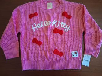 Hello Kitty Girls 2T Pink Knit Pullover Sweater Long Sleeve Crew Neck