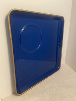 MCM Vintage Blue Snack Tray with Cup Holder Imperial International Japan Plastic glossy