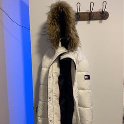 White Tommy Hilfiger Puffer Jacket 