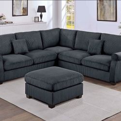 BRAND NEW 4PCS SECTIONAL SOFA SET WITH OTTOMAN AND ACCENT PILLOW INCLUDED $549