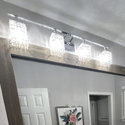 Set Of 4 Light Chrome Crystal Wall Sconce Bathroom Vanity