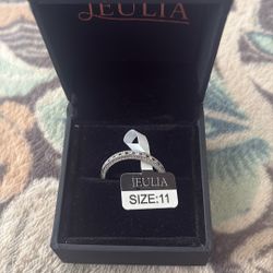 Blue And White Diamond Sterling Silver Ring