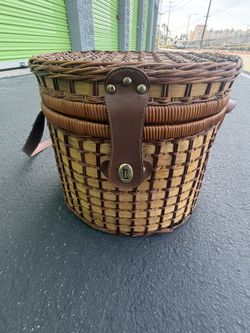 Vintage Woven Picnic Basket | Rustic Rattan Basket | Cottagecore Basket | Farmhouse Decor, Boho Storage Basket