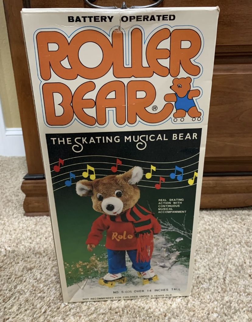 Battery Operated Roller Bear the Skating Musical Bear Red Shirt Scarf