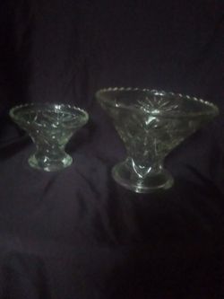 Set Of Crystal Serving Bowls Funnel Shaped 