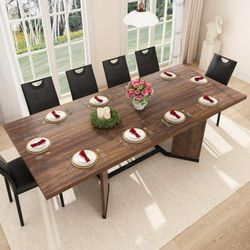 Extendable Dining Table for 6-10 Person, 59'' to 86.6'' Modern Farmhouse Wooden Kitchen Table, Rectangle Expandable Dining Room Table, Large Expanding