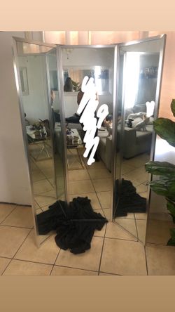 Tri fold silver dressing mirror