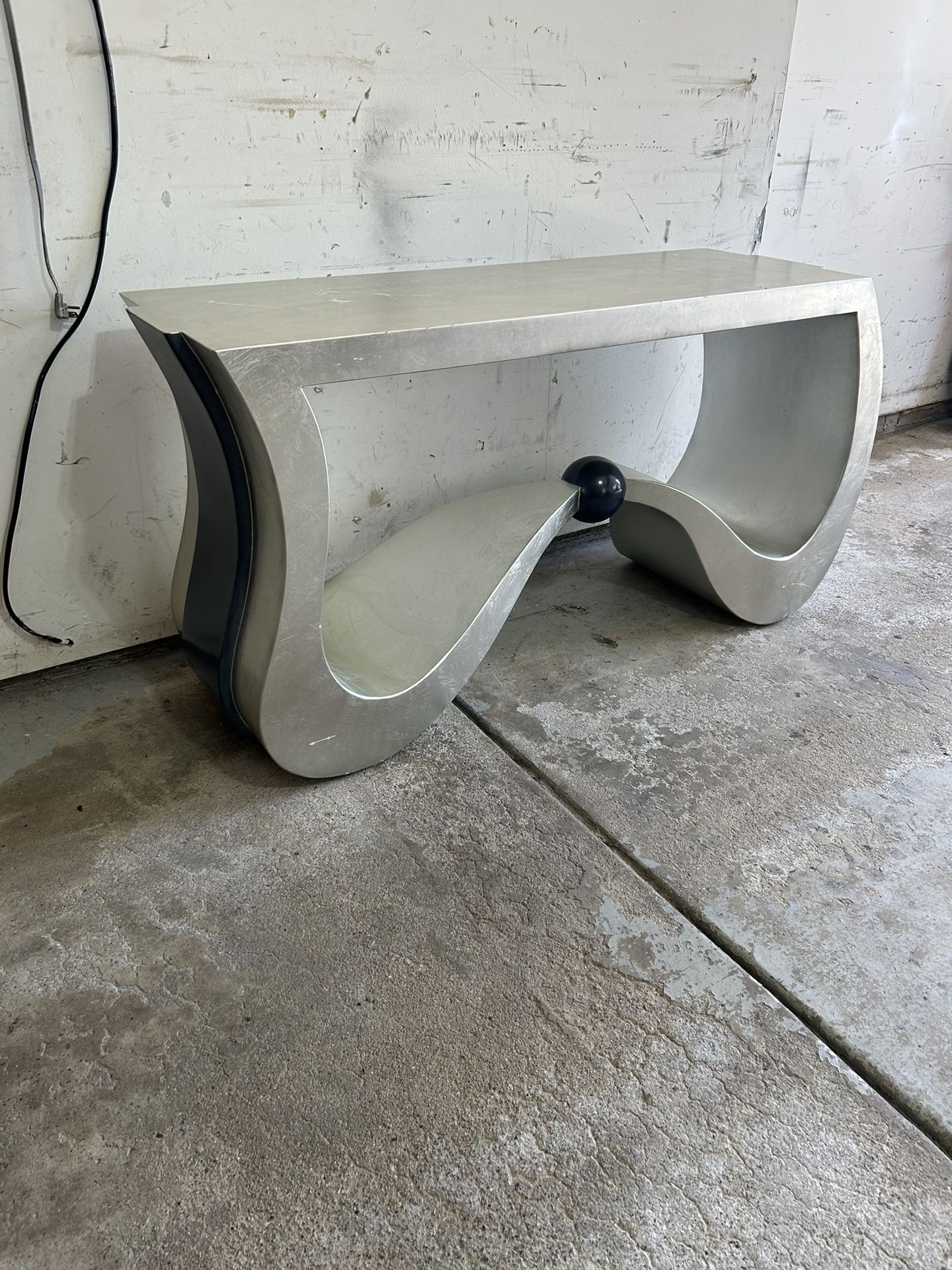 Contemporary Metallic Silver Console Table