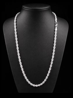 ✨ 24” Diamond Cut Rope Chain – Solid 925 Sterling Silver – Premium Quality ✨