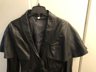 Women’s leather mid length cape jacket. Genuine leather, very soft.