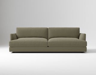West elm 96” sofa with 39” detachable ottoman and console tables